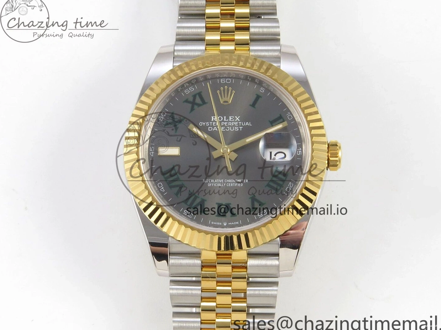 SS Edition Best Roman 1:1 DateJust Jubilee Bracelet Dial Gray 126333 (Weighted) 41 SH3235 ARF on YG 1228